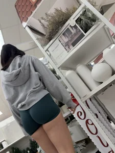 Hot white girl with green shorts in her ass