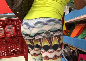Milf shopping at Target in patterned leggings