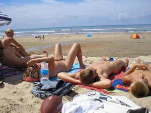 Nude beach and topless girls