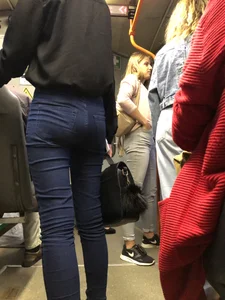 Skinny Girl in Tight Jeans Tram Creepshots