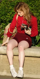 Pretty girl with short shorts wedgie and a great butt & face shots
