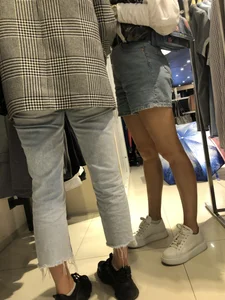 Hot Candid Booty And Legs in a Denim Skirt Store Creepshots