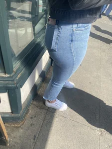 Blonde in tight jeans