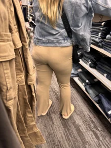 Hot Mom in Tan Ribbed Flares