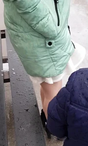 Closeups of a candid girl's legs on the street, high heels