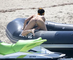 Skinny candid beach girl getting in a boat doggy style creepshot