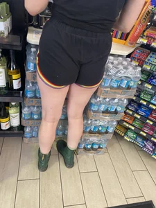 Sexy brunette in short shorts
