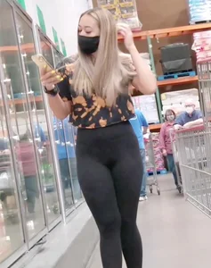candid blonde leggings frontal