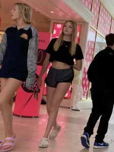 Incredible blonde beauty at mall