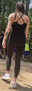 Fantastic fit butt sweat at hiking park