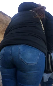 Chubby Candid Ass in Tight Blue Jeans Street Creepshots