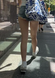 (OC) Slim Blonde in Booty Shorts Ass Hanging Out