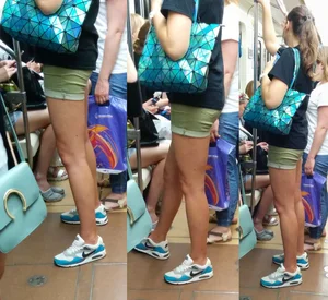 Teen in Shorts with Cute Legs Subway Candid