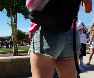 Hot Ass and Legs in Denim Shorts Street Creepshot
