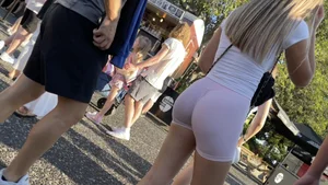 Hot blonde in pink scrunch booty shorts [OC]