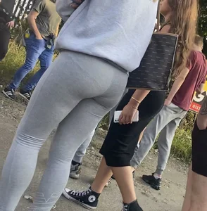 Grey see through leggings VPL and more