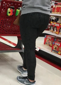 Target blonde milf with a nice ass in dark leggings