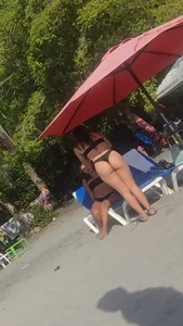 Black bikini on beach
