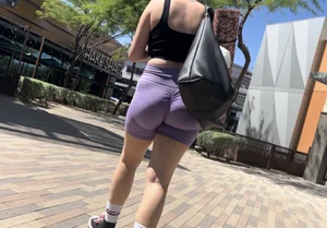 Latina jiggling in purple shorts after yoga (OC)