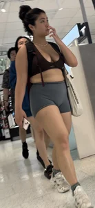 Thick Asian gym girl in grey alphalete booty shorts (OC)