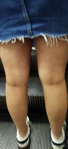 Candid Booty in a Jean Skirt And Nice Legs, Creepshot on the Escalator
