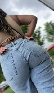 Sexy Thick booty in tight jeans  Her ass was eating them jeans