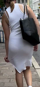 White dress, cute ass, vpl (+gif)