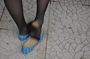 Teen Feet in Black Pantyhose and Flats Candid