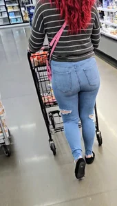 Redhead in tight jeans