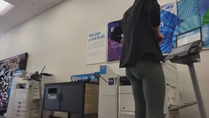 Green Lululemons Bent Over at Fedex