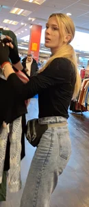 Beautiful blonde girl in jeans