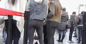 Sexy tight ass in see thru tights with exposure