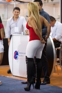 Sexy mature blonde girl in white leggings with a nice full booty and bonus brunette in skirt