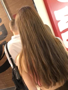 Extremely cute teen in a fast food restaurant