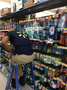 Ebony Walmart employee in tight jeans with a big booty