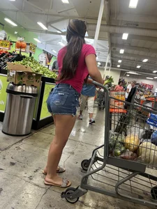 Beautiful Latina booty short denim shorts  bonus fat ass spandex