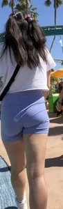 Cute little bubble butt in purple shorts