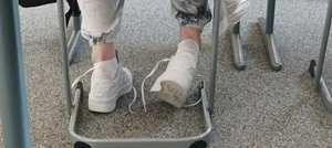 Candid girls socks shoeplay in school