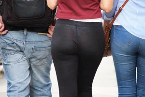 Sweet little brunette shows off her sexy Calvin Klein thong