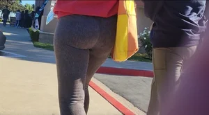 College girl in grey leggings (Got Caught)