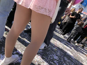 Carnival girls wearing pantyhose, spandex shorts, stockings, skirts and other outfits