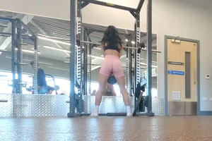 Tall gym brunette in tight pink shorts, part 2