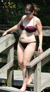 Two big boobed bikini babes in maroon bikinis