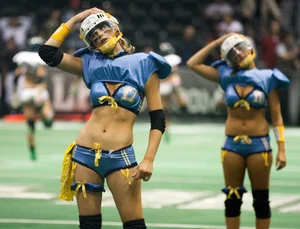 Sexy female football players with hot bodies