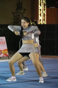Bunch of athletic Thai cheerleaders at a competition