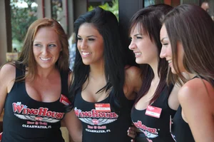 Candid sexy Hooters girls in their uniforms