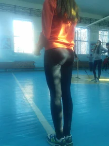College Teen in Gymnasium Wearing Yoga Pants Candid