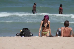 Big collection of various sexy girls on a beach in bikinis