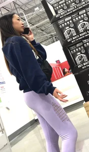 asian tight ass in purple yoga pants creeped