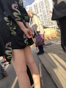 Cute blonde candid teen crossing the street